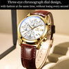 OLEVS 2872 Men Three Eyes Six Needles Chronograph Waterproof Quartz Watch(White + Gold)