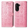 For ASUS Zenfone 10 Cat and Dog Embossed Leather Phone Case(Pink)