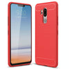 For LG G7 ThinQ Brushed Texture Carbon Fiber Shockproof TPU Protective Back Case (Red)