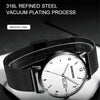 BINBOND B3820 30M Waterproof Ultra-thin Quartz Luminous Starry Watch, Color: Black Leather-Rose Gold-White
