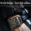 OLEVS 9925 Men Square Dial Multifunctional Waterproof Quartz Watch(Black)