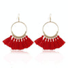 Tassel Earrings for Women Ethnic Big Drop Earrings Bohemia Fashion Jewelry Trendy Cotton Rope Fringe Long Dangle Earrings(Red)