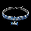 Blue Rhinestone Dog Collar, Small, Bling Crystal Puppy Collar