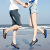 PVC + EVA Material Wading Beach Shoes Couple Breathable Slippers, Size: 41(Black+Blue)