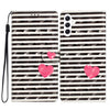 For Samsung Galaxy A56 5G 3D Pattern Leather Phone Case(Striped Heart)
