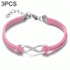 3 PCS Women Fashion Symbol Word 8 Twine Bracelets( pink)