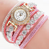 Small Dial Diamond-plated Winding Bracelet Quartz Watch(Pink)