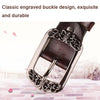 ZK--067 Retro Engraved Buckle Butterfly Print Pin Buckle Leather Belt, Length: 105cm(White)
