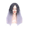 Matte Realistic Corn Perm Long Curly Hair Woolen Volume Wig Headgear(Black Gradient Light Milky Gray)