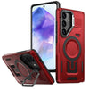 For Samsung Galaxy A55 5G Shield Hollow Frame Holder MagSafe Phone Case(Red)