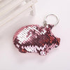 2PCS Cute Chaveiro Pig Keychain Glitter Pompom Sequins Key Chain Gifts for Women Llaveros Mujer Car Bag Accessories Key Ring(pink)