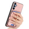 For Samsung Galaxy F15 / M15 Retro Cross Leather Ring Vertical Insert Card Bag MagSafe Phone Case(Pink)