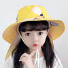 1015 Summer Children Sun Hat Outdoor Sun Protection Bucket Hat With Shawl(Yellow)