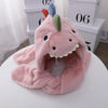 C0215 Adult Dinosaur Cartoon Velvet Hat Thickened Warm Scarf Hat, Size: One Size(Milky White)