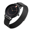 SKMEI 9197 Simple Non-scale Dial Metal Mesh Belt Quartz Watch for Ladies(Black Shell Black Surface)