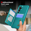 For Samsung Galaxy A55 5G Horizontal Flip Card Bag Holder Leather Phone Case(Cyan Green)