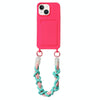 For iPhone 15 Dopamine Card Slot Phone Case with Lanyard(Pink)