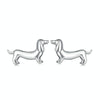 SCE1535 Sterling Silver S925 Cute Dachshund Animal Stud Earrings
