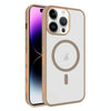 For iPhone 14 Pro Frosted Translucent Side Ice Fog Cooling MagSafe Phone Case(Khaki)