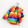 Autumn and Winter Children Fleece Rainbow Striped Diagonal Zipper Hooded Windbreaker, Height:90cm(Multicolor)