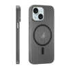 For iPhone 15 PC Corrugated MagSafe Phone Case(Black)