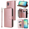 For Samsung Galaxy A06 4G 9-Card Slots Zipper Wallet Bag Leather Phone Case(Rose Gold)