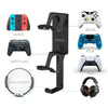 For Xbox / PS5 / Switch 3 In 1 Dual Controller, Earphone Wall Mount Storage Bracket With Anti-Slip Pad(Black)