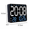 Multifunctional LED Digital Display Electronic Wall Clock Living Room Silent Alarm Clock, Color: Colorful