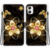 For Samsung Galaxy A05 Crystal Texture Colored Drawing Leather Phone Case(Gold Flower)