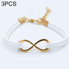 3 PCS Women Fashion Symbol Word 8 Twine Bracelets( white)