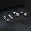 MSE062 S925 Sterling Silver Plated With Platinum Four-Claw Shining Moissanite Earrings, Size: M