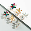 1 Pair Color Diamond Ear Clip Personality Simple Ice Flower Earrings Girl Heart Sweet Earrings(White)