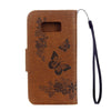 For Galaxy S8 Butterflies Embossing Horizontal Flip Leather Case with Holder & Card Slots & Wallet & Lanyard(Brown)