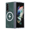 For Samsung Galaxy Z Fold3 5G Electroplating Lightning MagSafe Fold Full Coverage Phone Case(Green)
