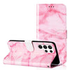 For Samsung Galaxy S25 Ultra 5G Colored Drawing Marble Pattern Leather Phone Case(Pink Marble)