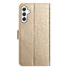 For Samsung Galaxy A56 5G Flower Embossed Leather Phone Case(Gold)