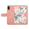 For iPhone XS / X Floral Pattern Leather Phone Case with Lanyard(Pink)