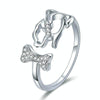 S925 Sterling Silver Ring Dog Companion Inlaid Zircon Ring