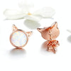 DIY Earrings Cat Sterling Silver Earrings Zircon Earrings(Rose Gold)