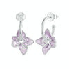 S925 Sterling Silver Platinum Plated Purple Flower Stud Earrings(BSE976)