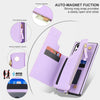 For Samsung Galaxy S23 Ultra 5G Double Flap Zipper RFID Leather Phone Case with Short Lanyard(Light Purple)