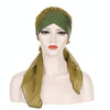 Ladies Forehead Cross Chiffon Long Tail Cap Turban Hat, Size:One Size(Gray)