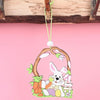 Easter Wooden Pendants Festive Atmosphere Decorative Items(Purple Pants Take Carrot Rabbit)
