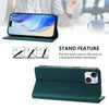 For iPhone 14 Plus RC01 Dual-Folded Magnetic Suction RFID Leather Phone Case(Dark Green)