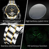 OLEVS 6663 Men Multifunctional Waterproof Hollow Steel Strap Mechanical Watch(Black + Gold)