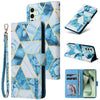 For Samsung Galaxy S24 FE 5G Marble Bronzing Stitching Leather Phone Case(Blue)
