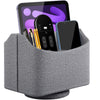 360 Degrees Rotating Desk Organizer Storage Box PU Leather Remote Control Holder, Style: Gray Cloth