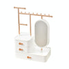 Jewelry and Cosmetics Storage Box Dressing Table with Mirror(White)
