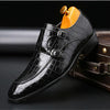 Crocodile Pattern Business Flat Bottom Leather Formal Shoes, Size:38(Black)