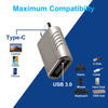 2 PCS SBT-148 USB-C / Type-C Male to USB 3.0 Female Zinc Alloy Adapter(Cosmic Grey)